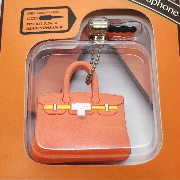 Orange Silicone Purse Cell Phone Charm - Picture 2 of 3